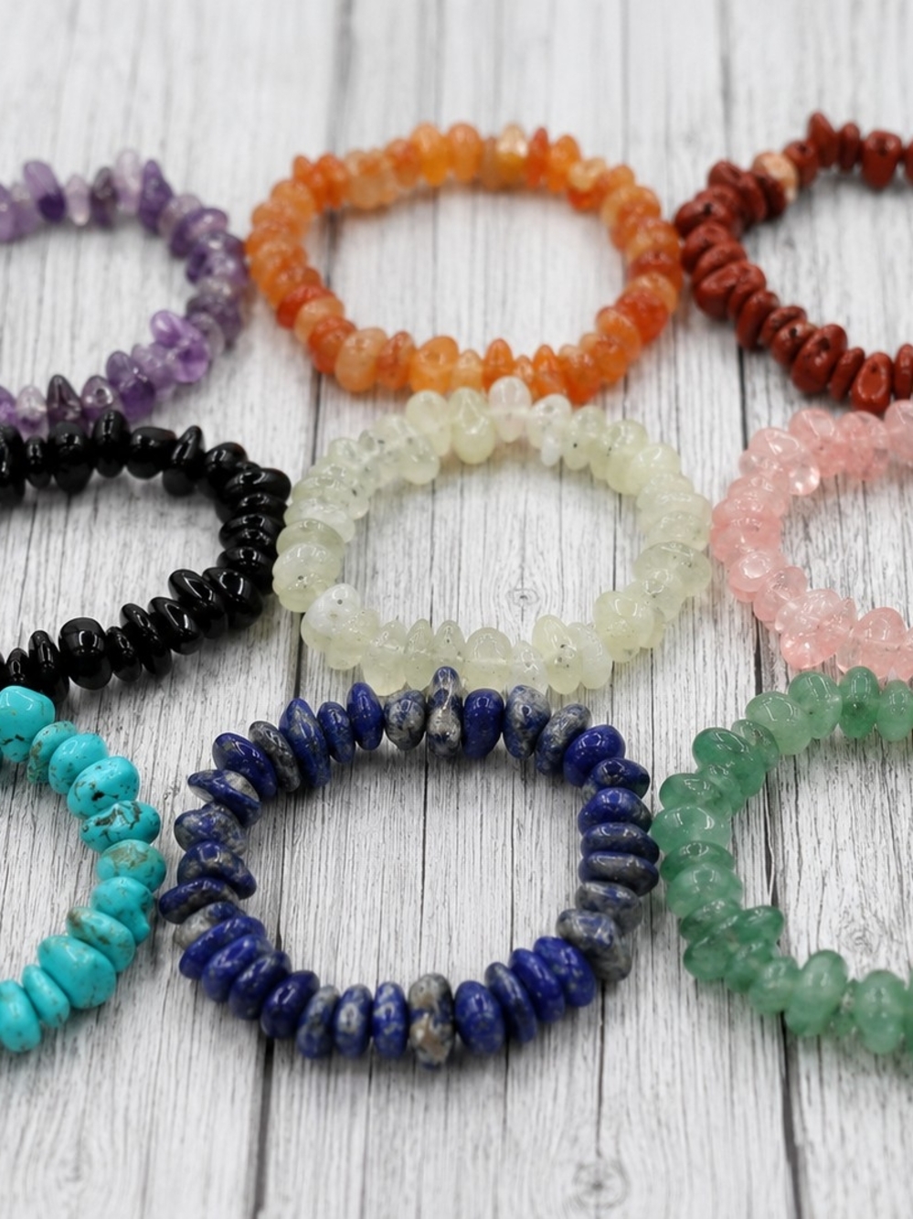 Handmade Blue Natural Stone Beaded Stretch Bracelet Random